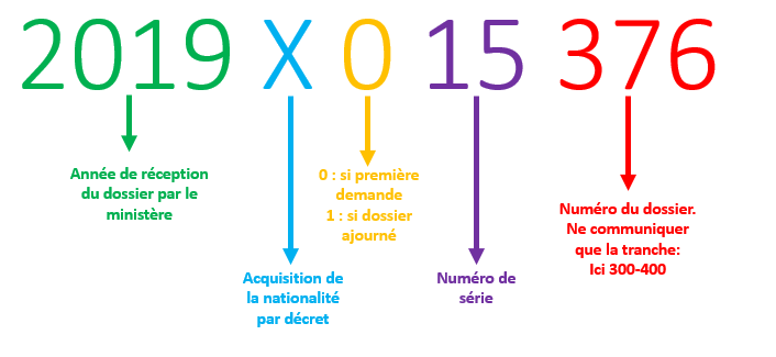 Numéro Reze décomposé pour le suivi demande de naturalisation 